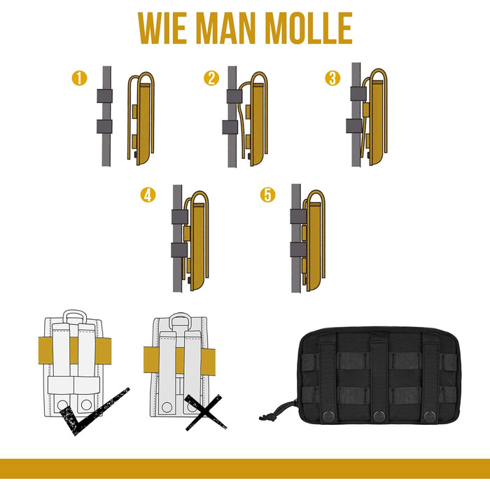 Futterbeutel OneTigris для собак (2 шт.) MOLLE система, 23,5x13x5 см, чорний