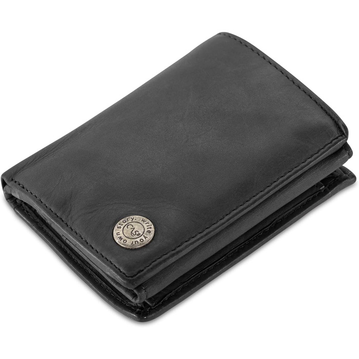 Cas8 Portmonee for Men MATS, Vertical Wallet, 100% Leather Wallet, Wallet with RFID Protection & 9 Card Slots, Flip-Up Wallet with Flap, Graphite