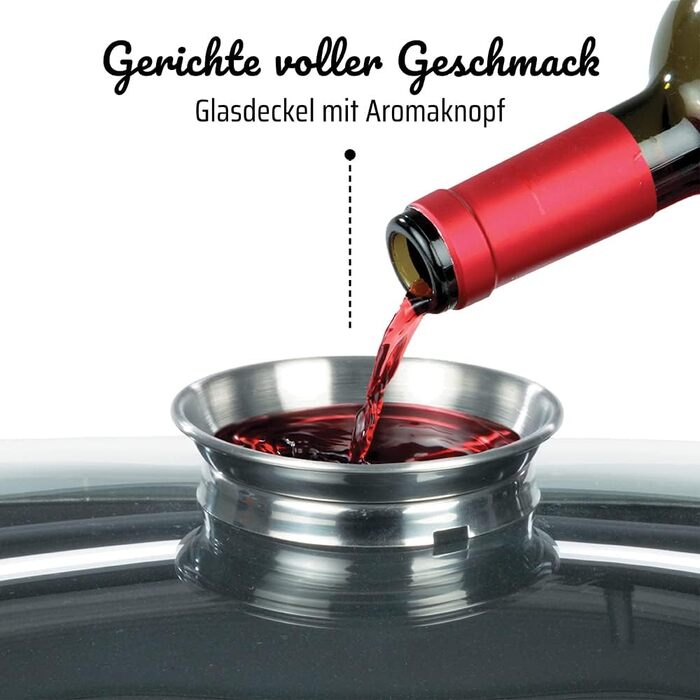 Набір посуду GSW Gourmet Granit (10 предметів): каструлі, сотейник, сковорода з кришками, алюмінієвий литий з гранітним покриттям, для індукційних плит, чорний