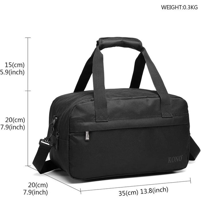 This lightweight carry-on suitcase, soft case, small suitcase for airplane carry-on, suitable for Lufthansa, Eurowings, Ryanair, rolling suitcase, trolley, fabric suitcase, 53 x 36 x 18 cm (carry-on trolley with duffel bag, black)