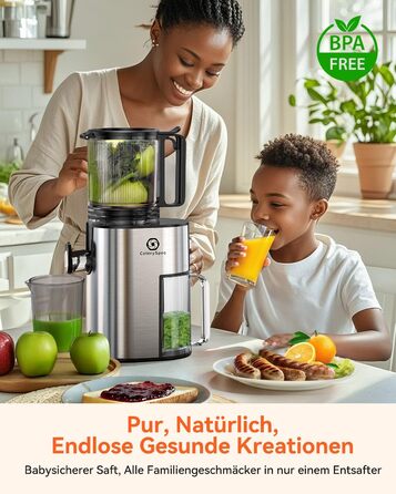 Соковитискач CelerySpec Slow Juicer - переможець тесту, для цілих овочів та фруктів, 130 мм, 1.8л, BPA-free, 250W, з функцією зворотного ходу, нержавіюча сталь, чорний