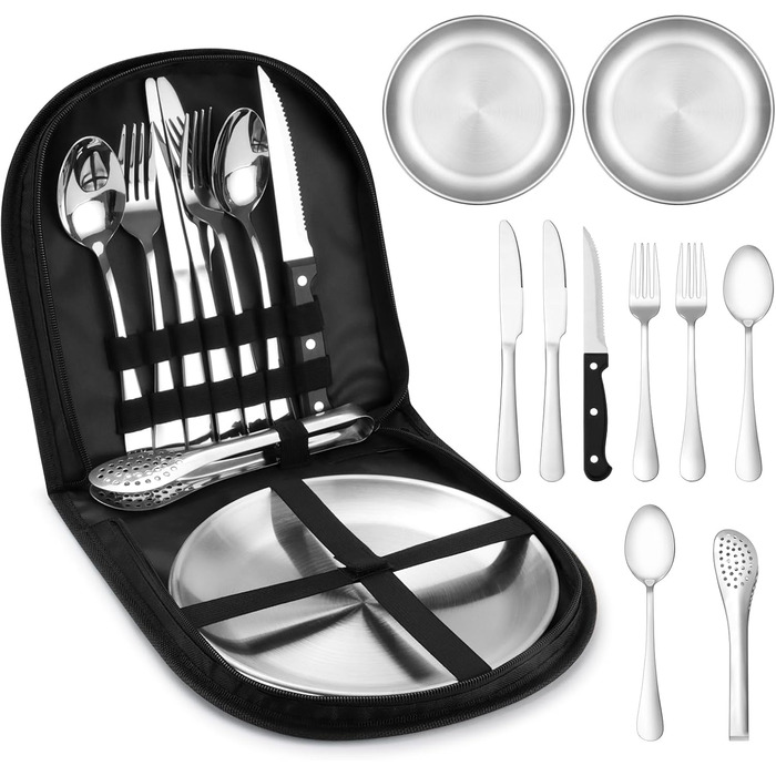 Набір посуду для кемпінгу Penobon на 2 особи, 10 шт. Нержавіюча сталь, для кемпінгу, пікніка, подорожей