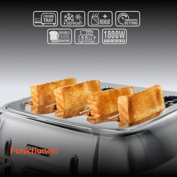 Тостер Muse MS-131 BC Beige: 4-х місний, з регулюванням ступеня підсмажування, ретро-дизайн, з підсвічуванням та крихкозбирачем