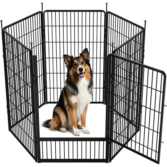 Стійка для собак SunsGrove (6 частин, 68x114 см) - чорна, для цуценят, антикорозійна, без інструментів