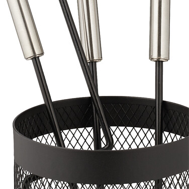 Relaxdays 5-Piece Fireplace Tool Set in Bucket, Black