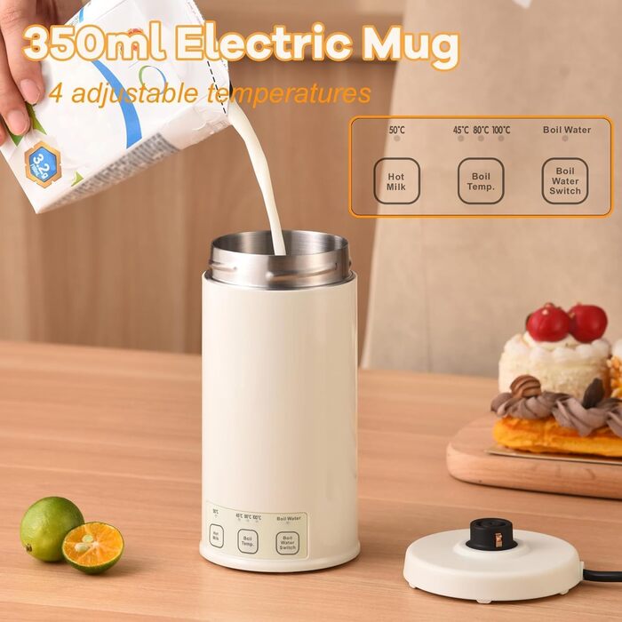 Електричний чайник Schwanenhals 1.0L, ретро-дизайн, нержавіюча сталь, 1000W, автоматичне відключення, захист від перегріву, BPA-free, колір кремовий