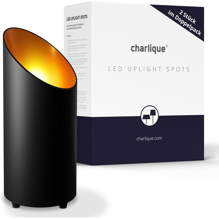 LED підлоговий світильник uplight, чорний, 6 Вт, набір 2 шт., для внутрішнього освітлення, GU10, 230В, тепле світло 2700K