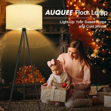 AUQUEE LED торшер для вітальні, спальні, 6W, металевий, з декоравим абажуром та вимикачем на ніжці, ретро, для читання