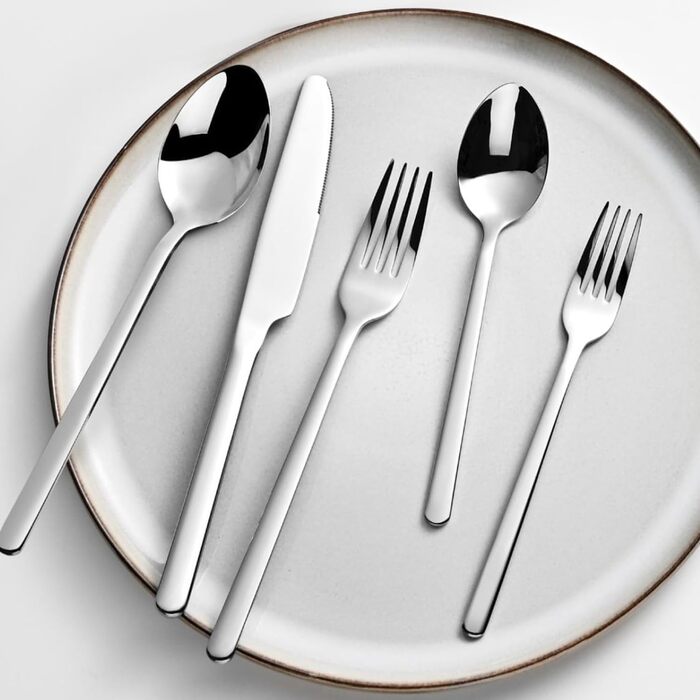 Набір посуду HIKAA на 6 осіб, 12-ти частинний, з кісткового фарфору, тарілки, сумісний з мікрохвильовою піччю та посудомийною машиною, сервіз для дому, весілля, легкий та довговічний (білий, з 20 столових приборів)