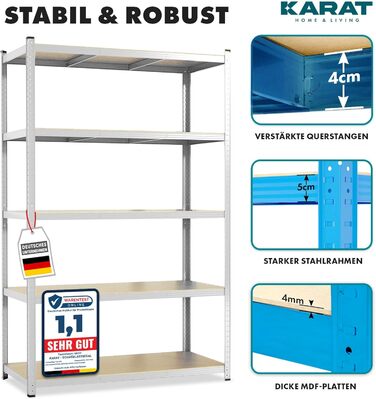 KARAT XXL Heavy-Duty Shelving Unit - Galvanized (200 x 180 x 60 cm)