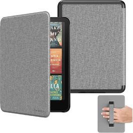 Чохол MoKo для Kindle Paperwhite (12-те покоління, 2024) та Kindle Colorsoft Signature Edition (2024), з петлею для руки, авто-ввімкнення/вимкнення, Agave Grün (сірий)