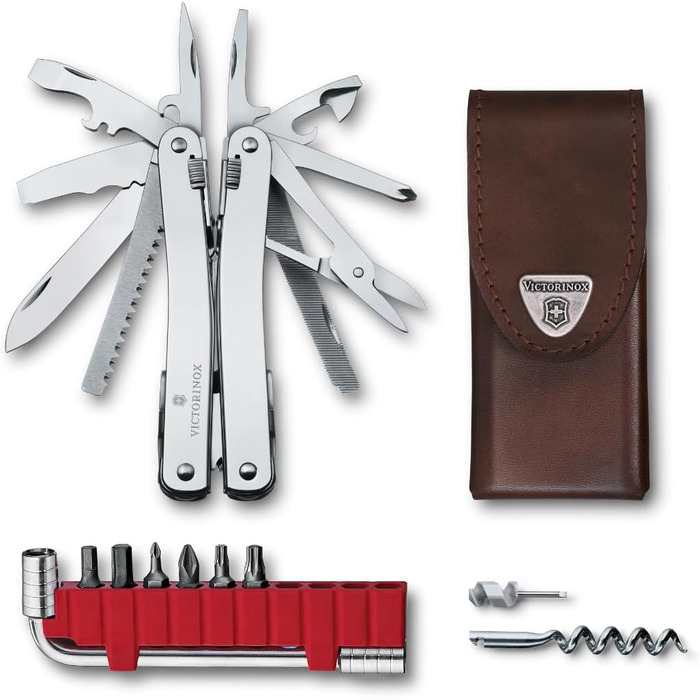 Мультитул VICTORINOX Swiss Tool Spirit X Plus, 35 функцій, швейцарський, з фіксатором леза, у чохлі, срібний
