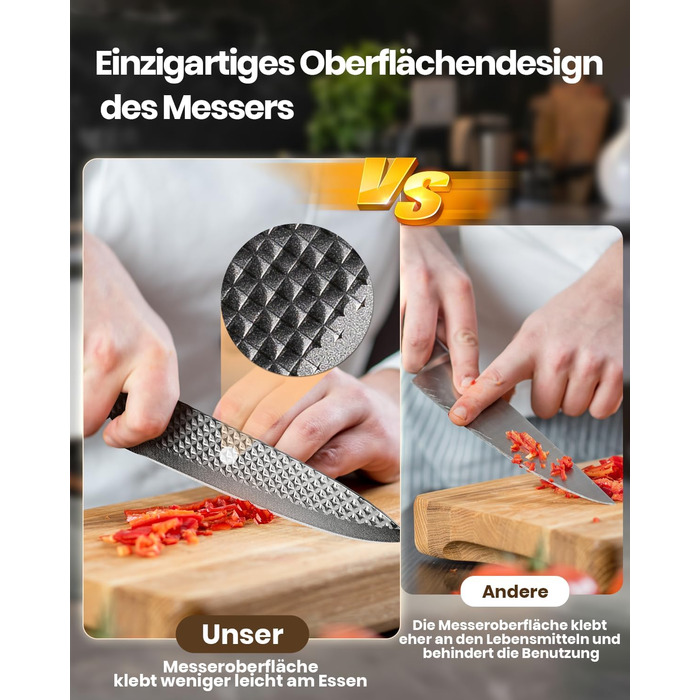 Набір ножів Messerblock Set, 7 предметів: професійний кухонний набір з блоком, з високоякісної нержавіючої сталі та ергономічними ручками, для дому. Чорний колір.