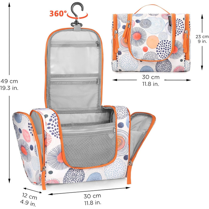 Чоловічий та жіночий дорожній туалетний аксесуар FOREGOER з можливістю підвішування, з візерунком