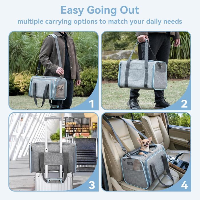 Транспортний бокс для котів та собак Petsfit - складаний, сірий, M