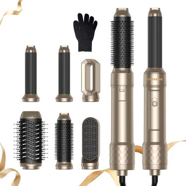 Atopskins Airstyler: Набір для укладки волосся 6-в-1 (фен-щітка, плойка, випрямляч), Золотий