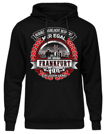 Чоловічий худі UGLYSHIRT Frankfurt — чорна толстовка з капюшоном з принтом скайлайн Франкфурта, спортивний стиль, розмір XL