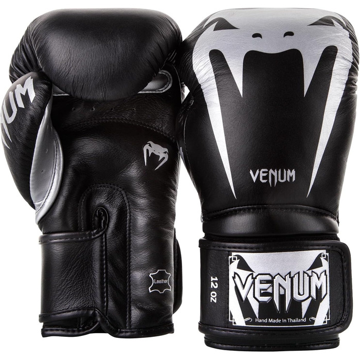 Боксерські рукавички Venum Giant 3.0 для муай-тай та кікбоксингу (12 Oz, чорний/срібний)