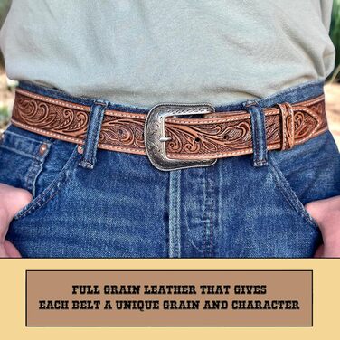 Чоловічий шкіряний ремінь Daniel's Artplanet Westerngürtel, 3,8 см, ручної роботи, з гравіюванням, для талії 48 дюймів (колір: коричневий)