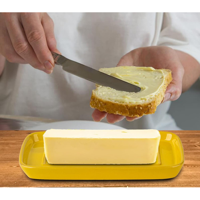 Farmhouse Ceramic Butter Dish with Lid, Large Sunflower Butter Dish