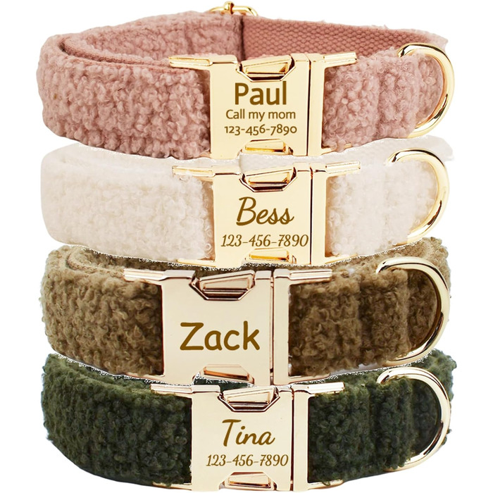 Персоналізоване собаче ошийник з металевою застібкою, з іменем та номером телефону. Регульовані розміри для собак середніх та великих порід.