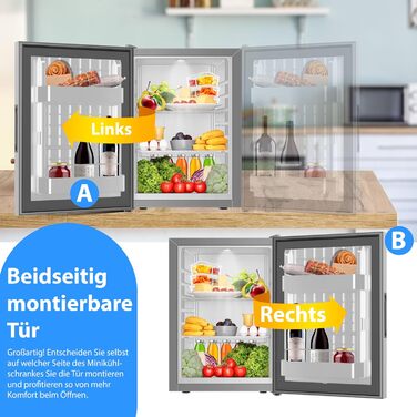Міні-холодильник KESSER® Minibar 40L з підсвічуванням та відкривачем для пляшок, ідеальний для дому, офісу, кемпінгу та готелю