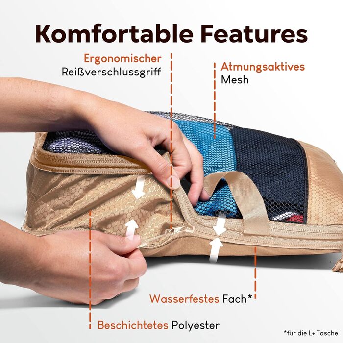 Набори для пакування валізи з компресією (3 шт., Desert Whisper - Бежевий)