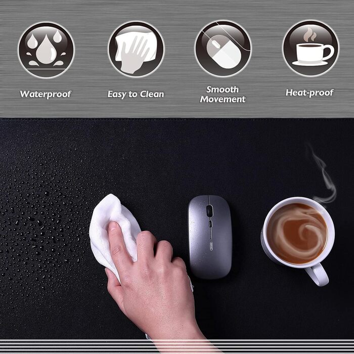 Підкладка для столу K Knodel 80x40 см, PVC-шкіра, вологостійка, чорна | для офісу