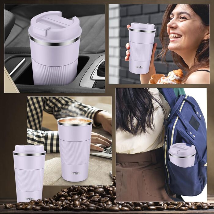 Термокружка KETIEE 510мл, з подвійними стінками, для кави та чаю, зелений колір