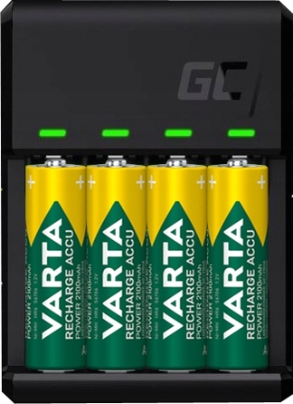 Набір: Зарядний пристрій GC VitalCharger + 4 акумулятори Varta AA R06 2100mAh