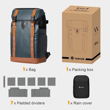 TARION Рюкзак для фотоапарата Kaera: водонепроникний рюкзак для фотокамери, рюкзак з відділенням для ноутбука 14 дюймів, рейнкавер (зелений, синій, M)