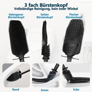 Силіконова щітка для унітазу з контейнером, чорна. Щітка для ванної кімнати та гостьового WC.