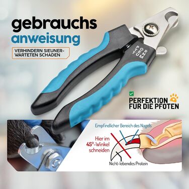 Ножиці для обрізки кігтів собак та котів PORTENTUM з пилочкою, нержавіюча сталь, безпечний захист, 6 дюймів