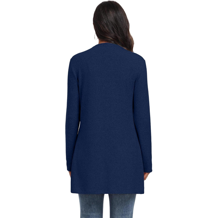 Жіночий в'язаний кардиган QIXING з кишенями, оливковий колір, розмір XXL, колір Königsblau (королівський синій)