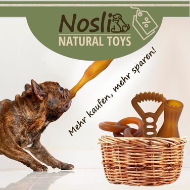 Natural Toys Dog Toy Set • 100% Natural Rubber • Dental Care & Chew Toys • Robust Fetch & Tug Toys for Small & Large Dogs • Intelligence & Fitness Toys – Set of 4