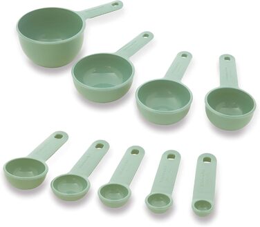 KitchenAid Universal Measuring Cups and Spoons Set, easy-to-read, with soft-grip handles for maximum control, hanging hole and nesting for easy storage, dishwasher safe, 9-piece