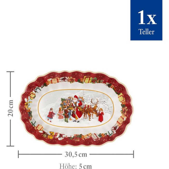 Villeroy & Boch Toy's Fantasy Різдвяна велика тарілка для випічки, страв та сервірування, преміум порцеляна