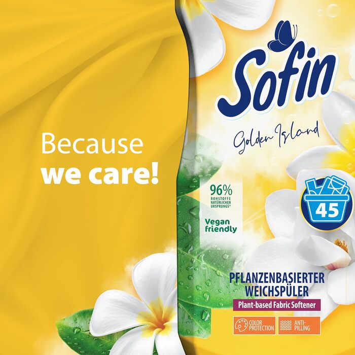 Кондиціонер для білизни Sofin Vegan Golden Island, антипілінг-ефект, без мікропластику, 0.81 л (набір 10 шт)