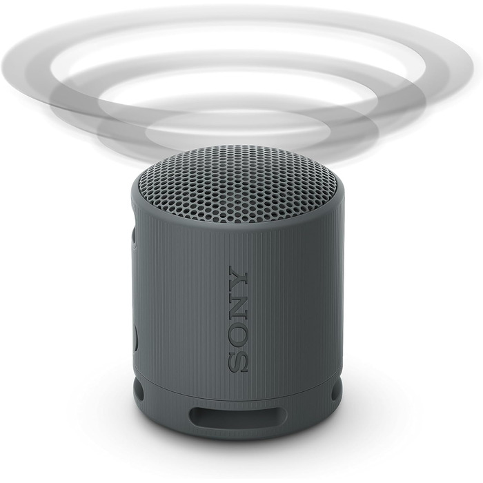Портативна Bluetooth колонка Sony SRS-XB100 чорного кольору: волого- та пилозахист IP67, до 16 год роботи, ремінець для перенесення