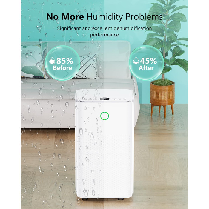 Електричний осушувач повітря 12л/день - тихий, з 3 режимами, таймером, автоматичною відтайкою та енергозбереженням для дому, квартири, підвалу
