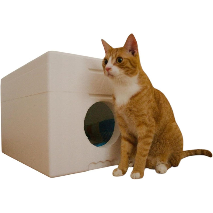 Вологостійкий котячий будиночок QLS зі стиропора, 58x38 см – ізольоване захисне житло для котів на вулицю