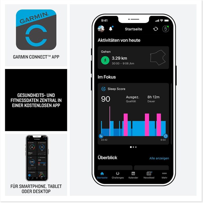 Розумний годинник Garmin vívoactive 6 42mm - фітнес-трекер з AMOLED-дисплеєм, до 11 днів роботи від акумулятора, 80+ спортивних функцій, моніторинг здоров'я, сповіщення та Garmin Pay (чорний/сірий)