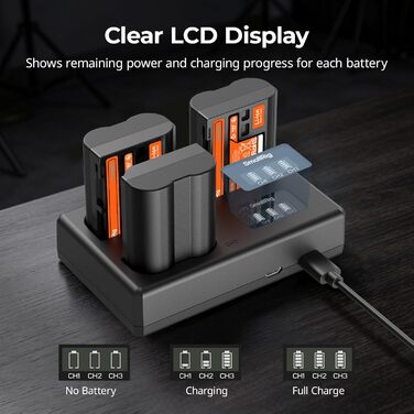 Акумуляторний набір SMALLRIG EN-EL15c для Nikon: 3x1940mAh + LCD-зарядка (Z8, Z7II, Z6III, Zf, D850, D780)