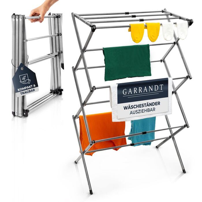 Сушарка для білизни складана, міцна, 6 рівнів, чорна (Сірий Маямі) - компактна сушарка для балкона