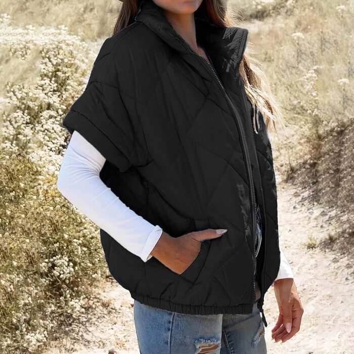 Жіноча жилетка Steppweste, легка, з коміром-стійкою, без рукавів, на блискавці, осінь/зима, трендова, чорна