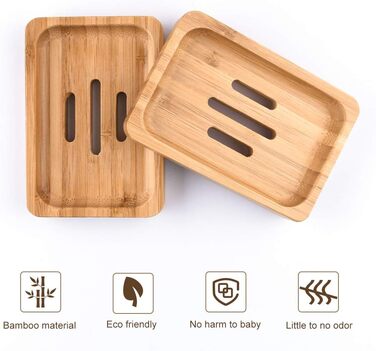 Натуральні дерев'яні підставки для мила з бамбука (2 шт.) - ручна робота, для мила, губки, аксесуарів для ванної кімнати