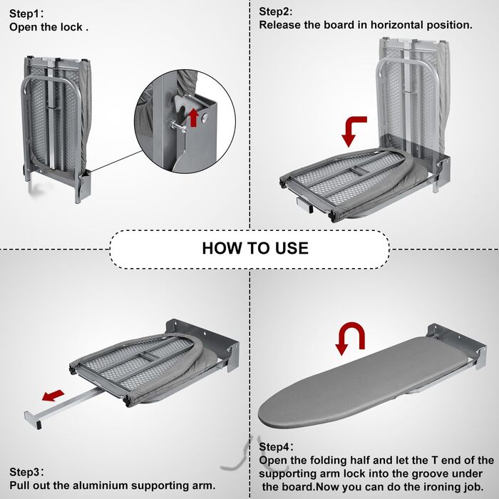 Настінна прасувальна дошка Duwee, складана, компактна, 32x93 см