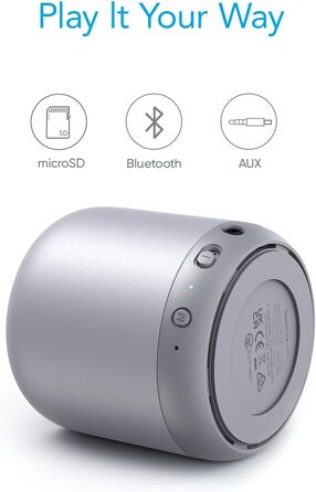 Портативна Bluetooth колонка Anker Soundcore Mini, срібна: 15 годин роботи, FM радіо, потужний бас