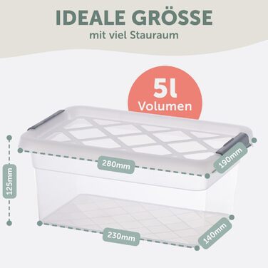 Blumtal Storage Box with Lid 32L Plastic - Storage Boxes 36.5x36x26.5 cm - Storage Boxes Made from 100% New Material with Locking Clips - Storage Boxes with Lid (5 Liters, 4-Piece Set)