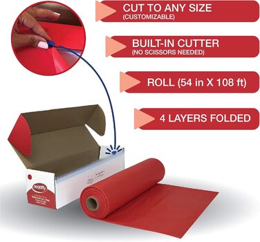 Neatiffy 137 cm x 30 m Disposable Plastic Tablecloth, for Party/Banquet, Tablecloths for Rectangular/Round/Square Tables, Equivalent to 12 Picnic Packs (red)